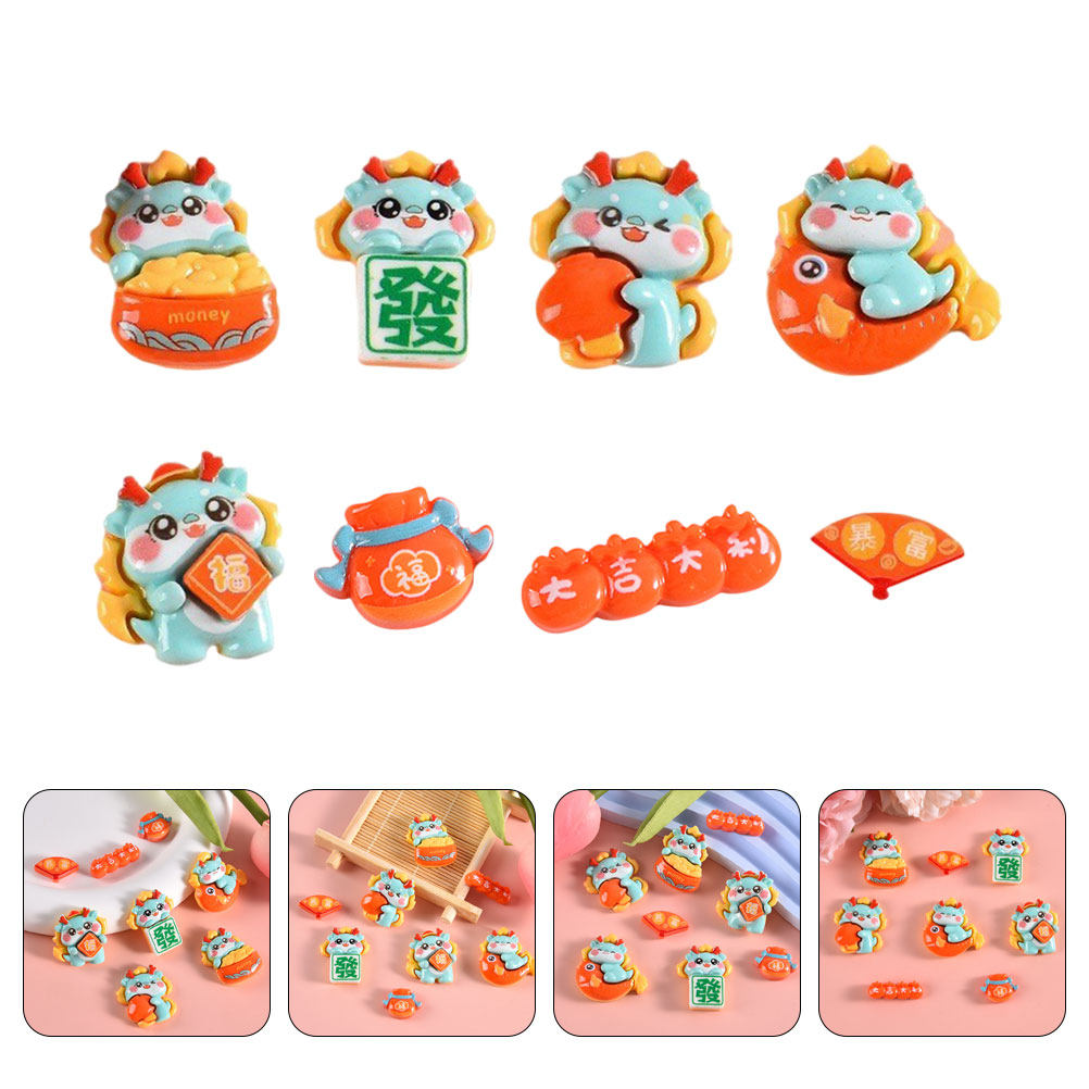 Embellishment Crafts - 8Pcs Resin DIY Materials Kit Flatback
