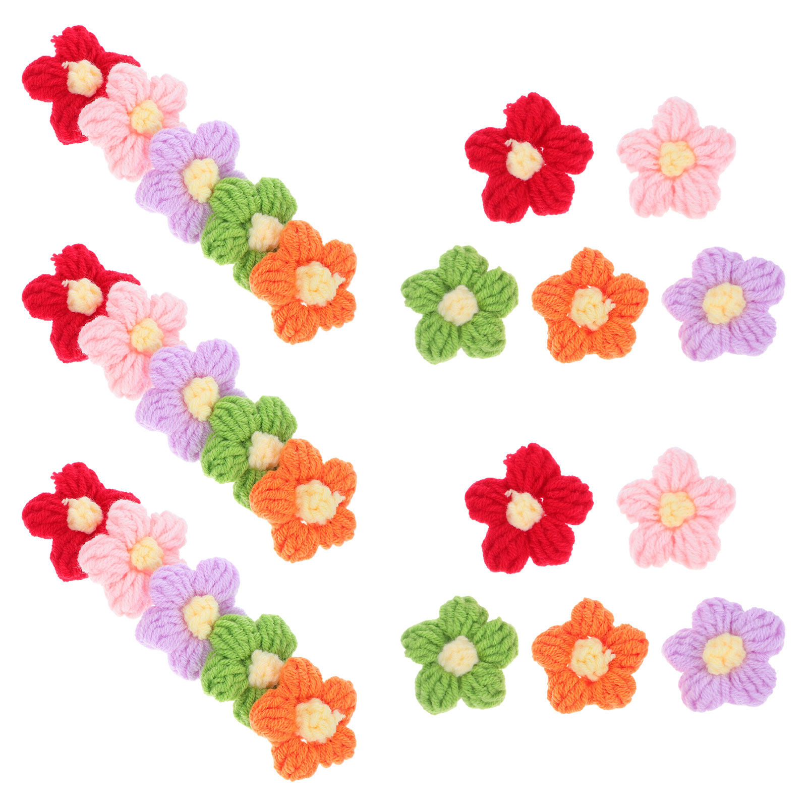 Embellishment Crafts - 50Pcs Crochet Flowers Puff Stitch Handmade