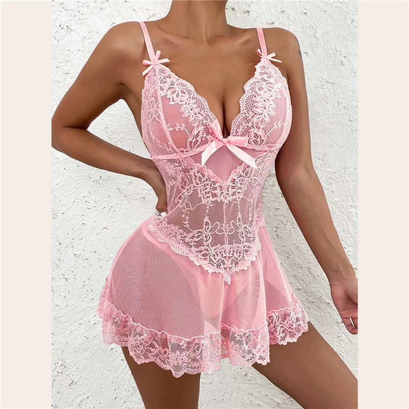 Tassel Fringe Trim - Sexy Sleepwear Deep-V Night Dress Women