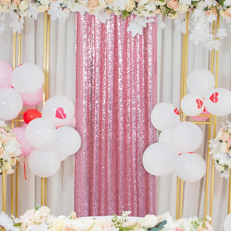 Sequin Fabric Panel - 1PC Pink Sequin Backdrop Curtains 2FTx8FT