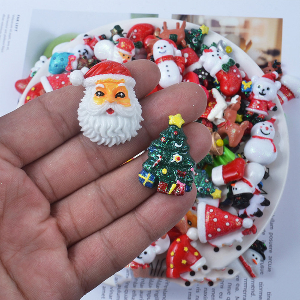 Christmas Craft Embellishment - 50pcs Resin DIY Accessories Christmas Theme