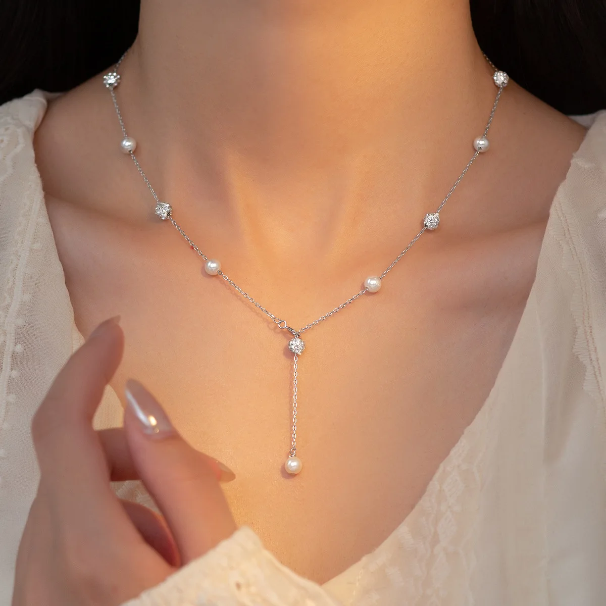 Pearl Trim Chain - TrustDavis Real 925 Sterling Silver Pearl