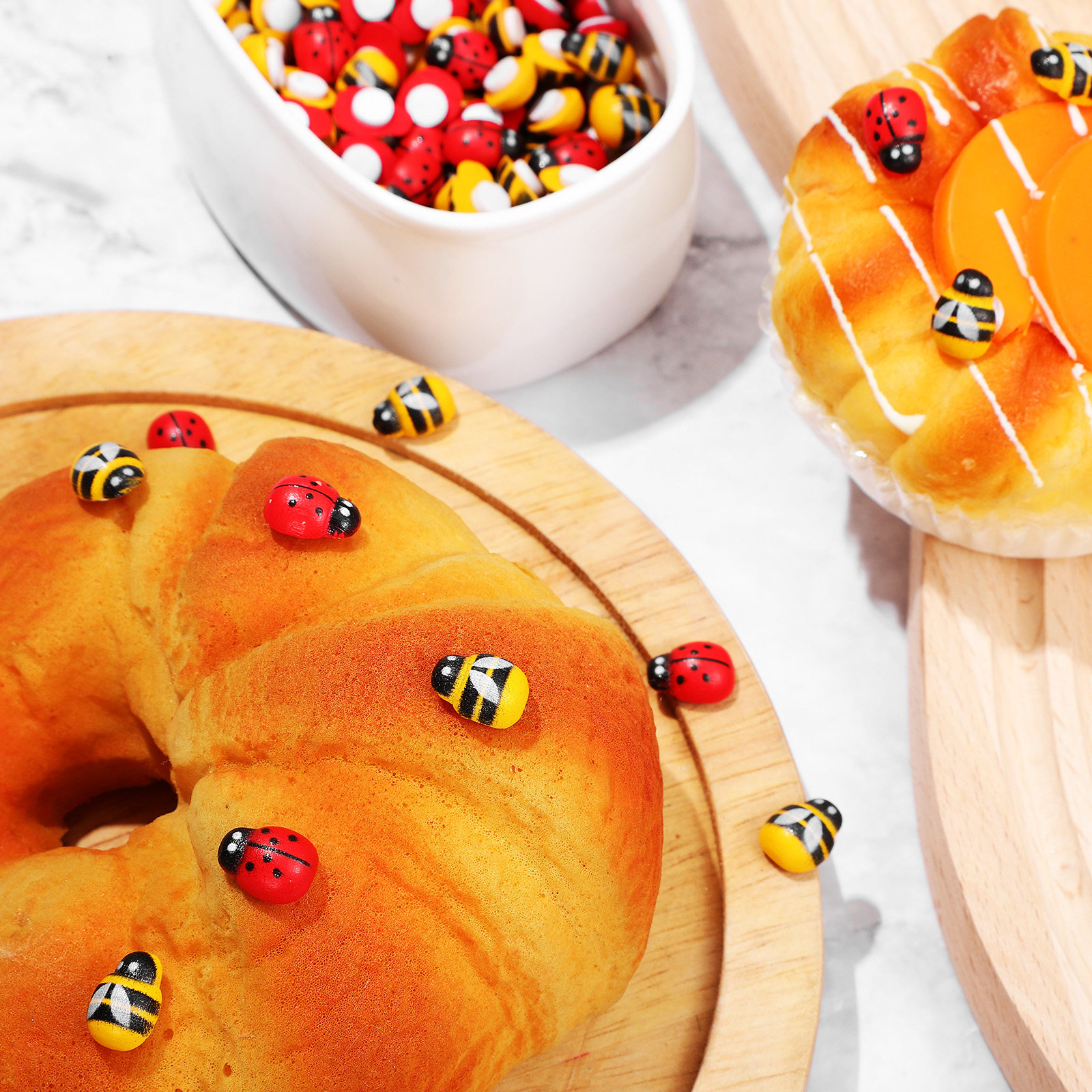 Embellishment Crafts - 400Pcs Wooden Bee Ladybug Stickers Colorful