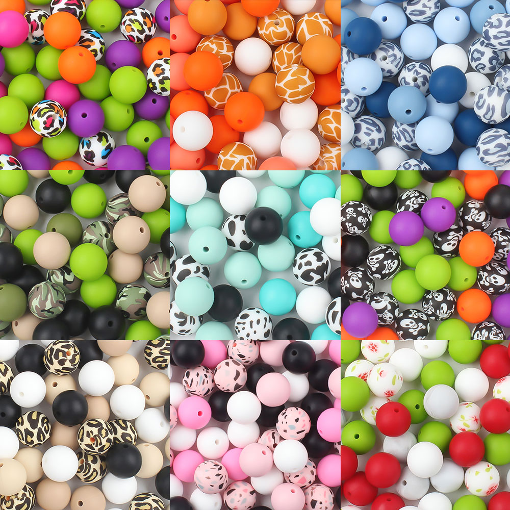 Pearl Trim Chain - 10/20/30Pcs 12mm 15mm Round Silicone Beads