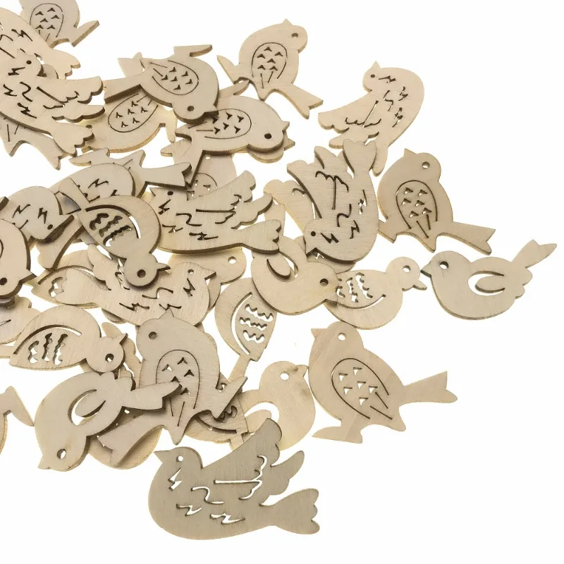 50pcs Wooden Bird Pattern DIY  - Embellishments For Scrapbooking avis et prix