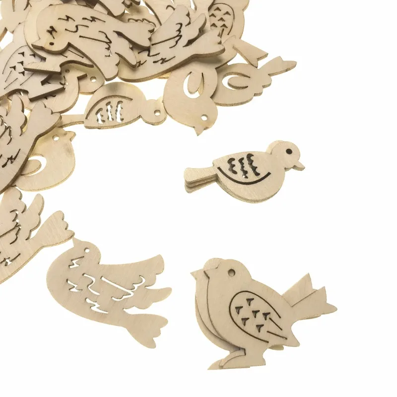 50pcs Wooden Bird Pattern DIY  - Embellishments For Scrapbooking avis et prix