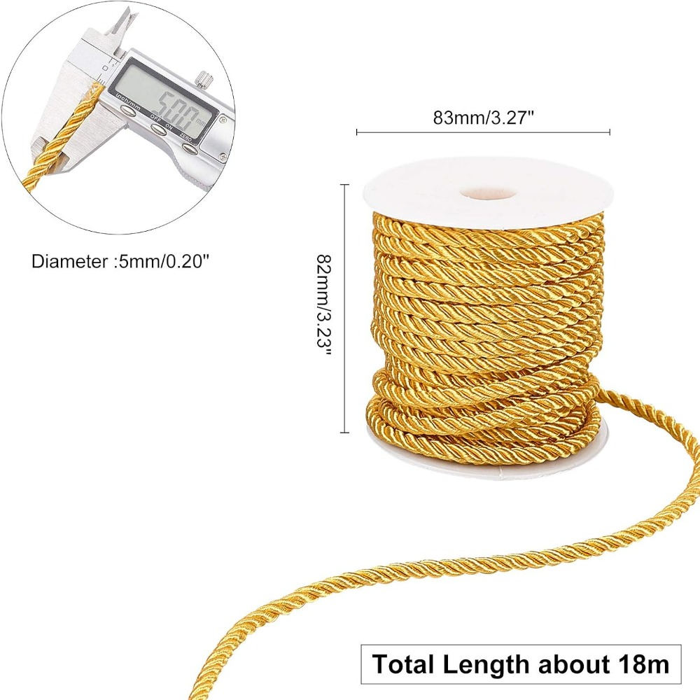 1 Roll 59 Feet Gold Cord 5mm T - Cord Trim Twisted avis et prix
