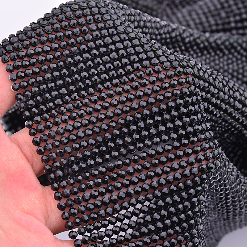 JUNAO 45*120cm Black Gold Crys - Crystal Mesh Fabric avis et prix