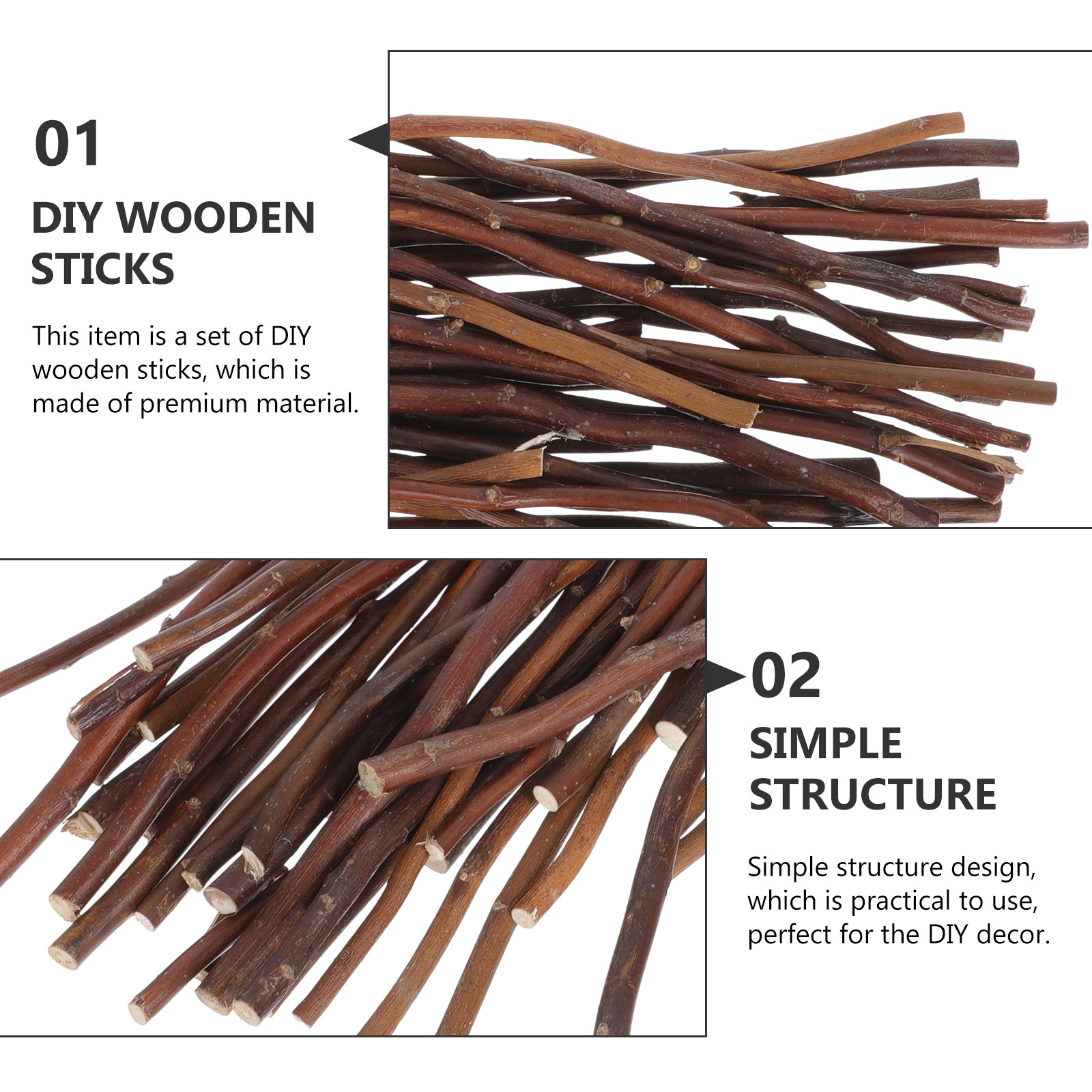 40Pcs DIY Wooden Sticks Natura - Embellishment Crafts avis et prix