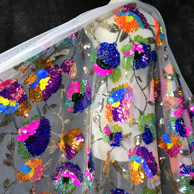 Colorful Crystal Sequins Flowe - Crystal Mesh Fabric avis et prix