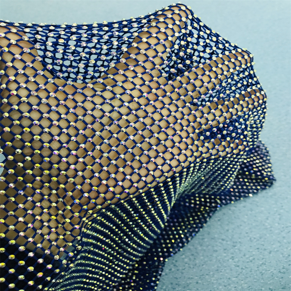 Chunky Glitter Blue Yellow Gla - Crystal Mesh Fabric avis et prix