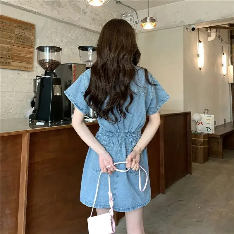 New Sweet Women Denim Short Dr - Embellish Knit avis et prix