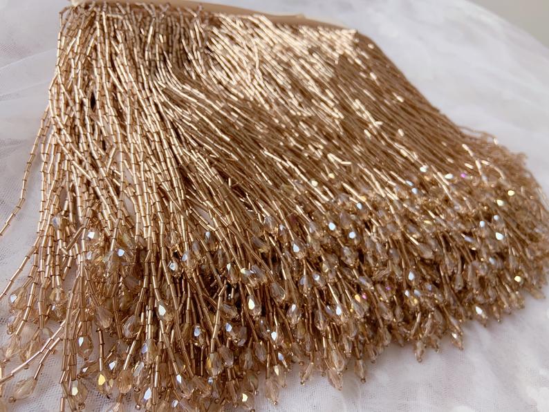 1 Yard Green Bead Fringe Tasse - Beaded Trim Fringe avis et prix