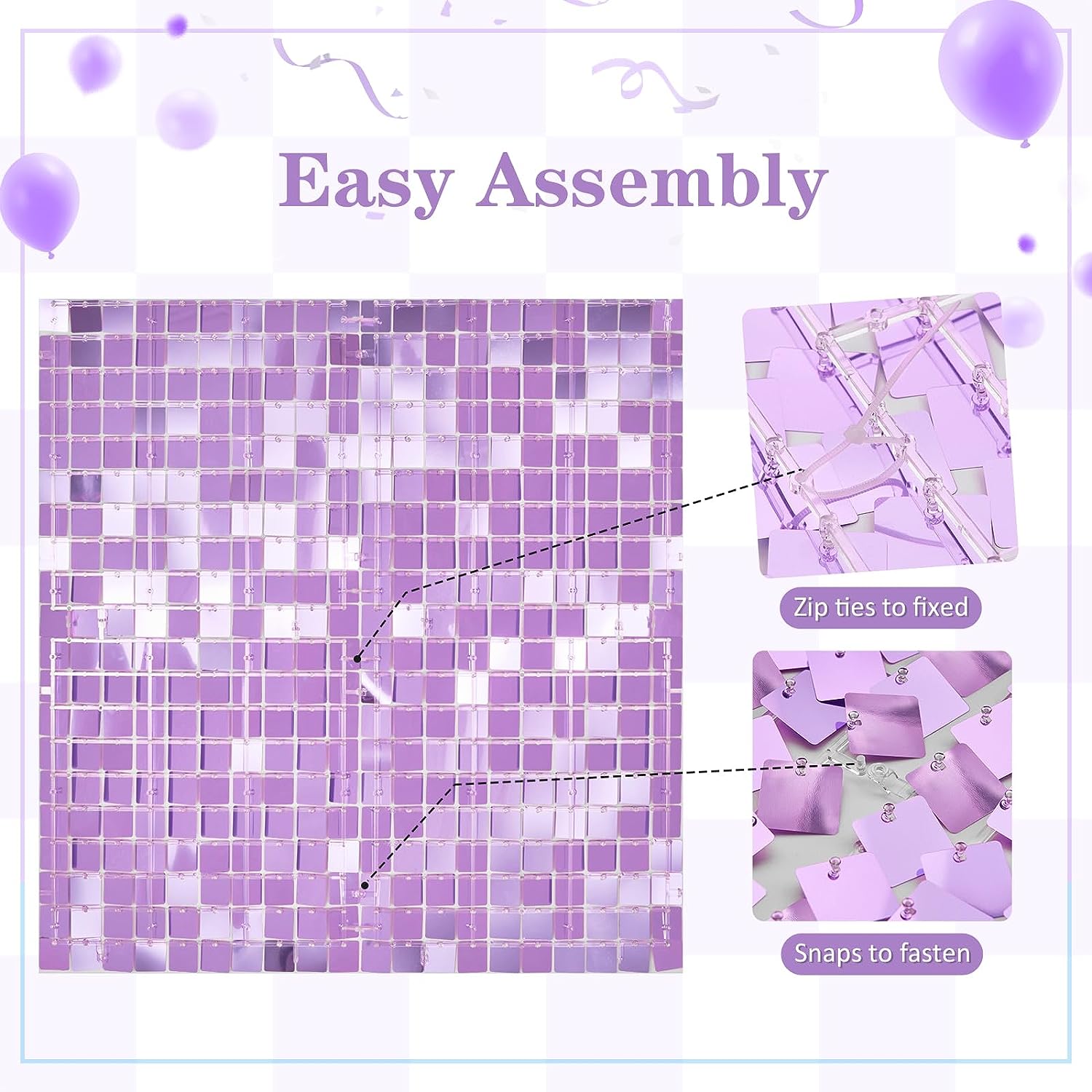 12PCS/Set Light Purple Shimmer - Sequin Fabric Panel avis et prix