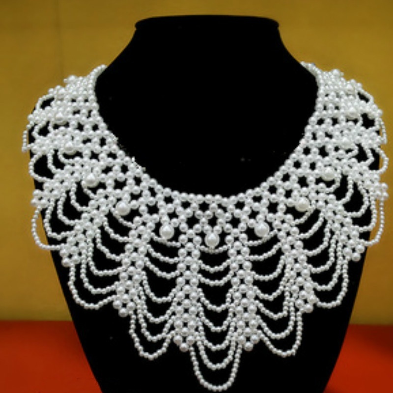 New Pearl Beaded Lace Trim Col - Beaded Trim Fringe avis et prix