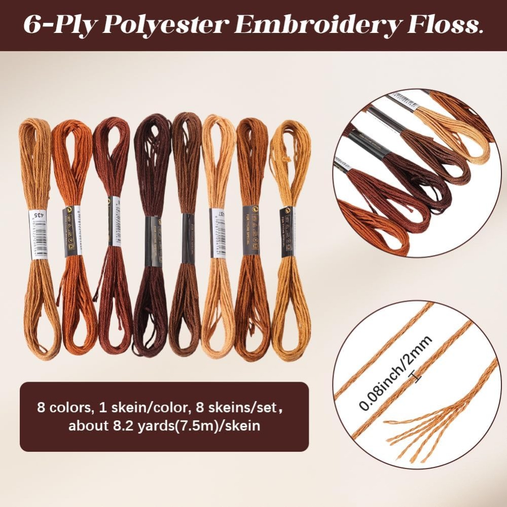 8 Skeins 6 Strands Brown Embro - Embroidery Embellishments avis et prix