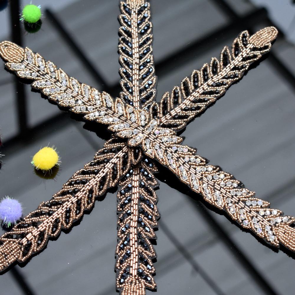 Long leaves leaf handmade appl - Beaded Trim Fringe avis et prix