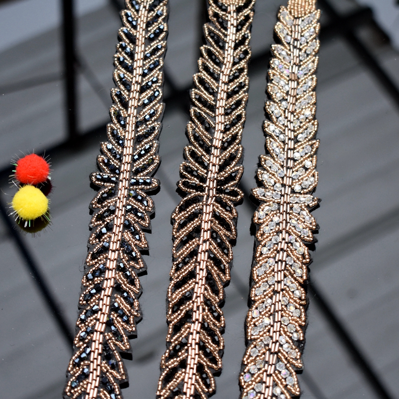 Long leaves leaf handmade appl - Beaded Trim Fringe avis et prix