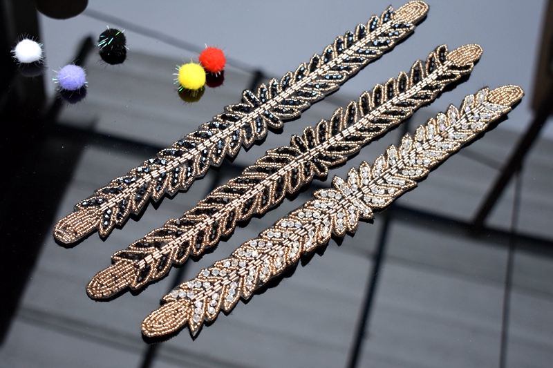 Long leaves leaf handmade appl - Beaded Trim Fringe avis et prix
