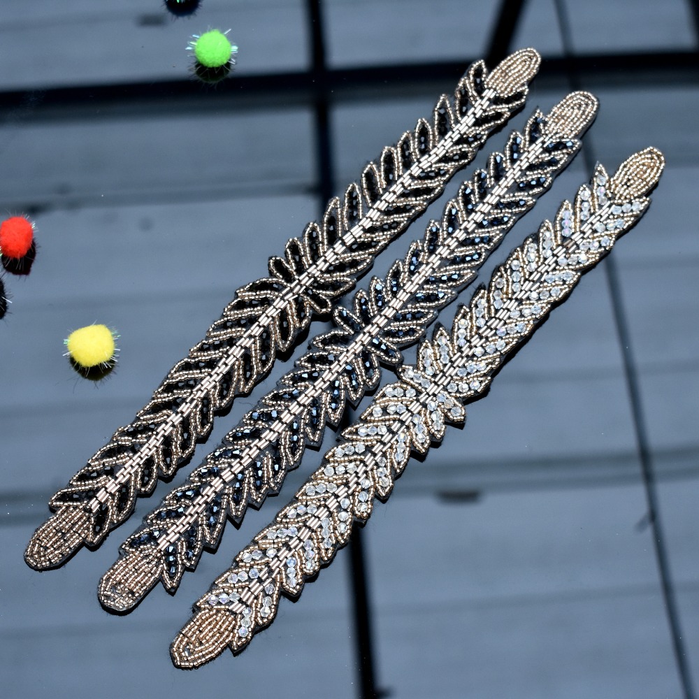 Long leaves leaf handmade appl - Beaded Trim Fringe avis et prix