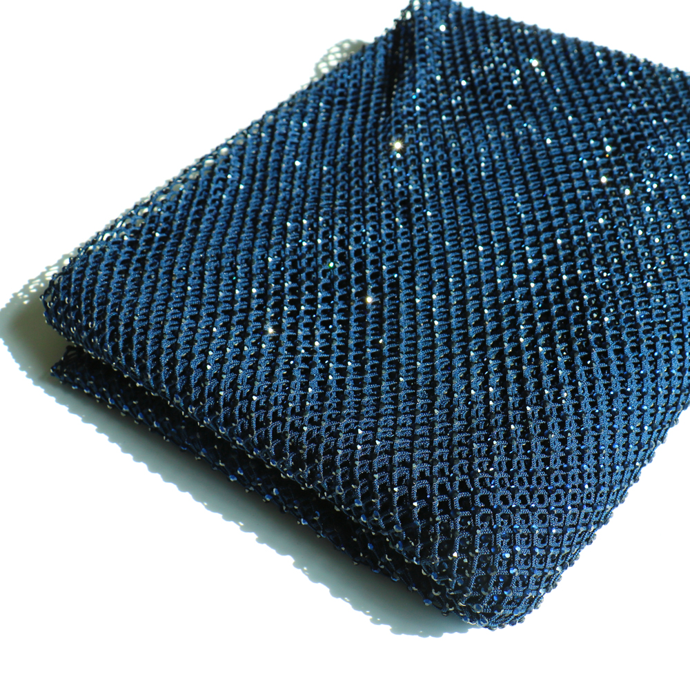 SS10 Rhinestones Mesh Navy Col - Crystal Mesh Fabric avis et prix