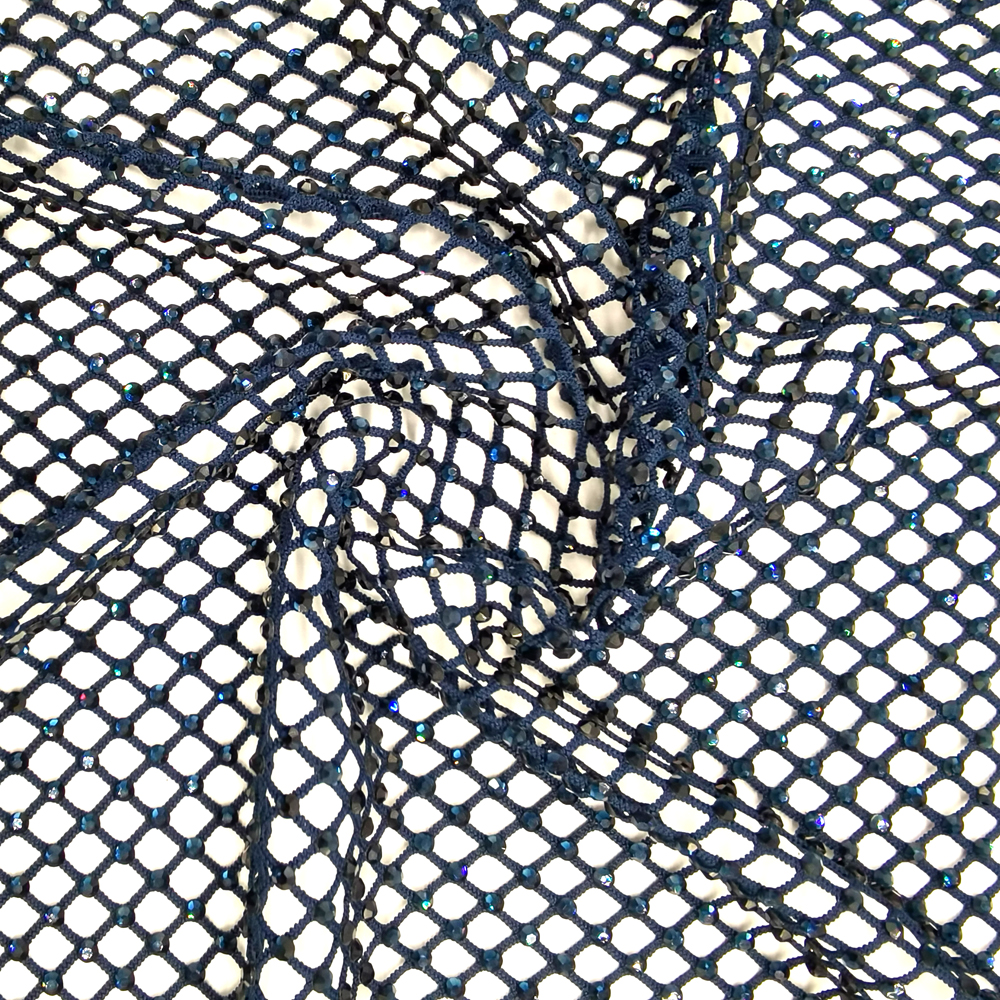 SS10 Rhinestones Mesh Navy Col - Crystal Mesh Fabric avis et prix
