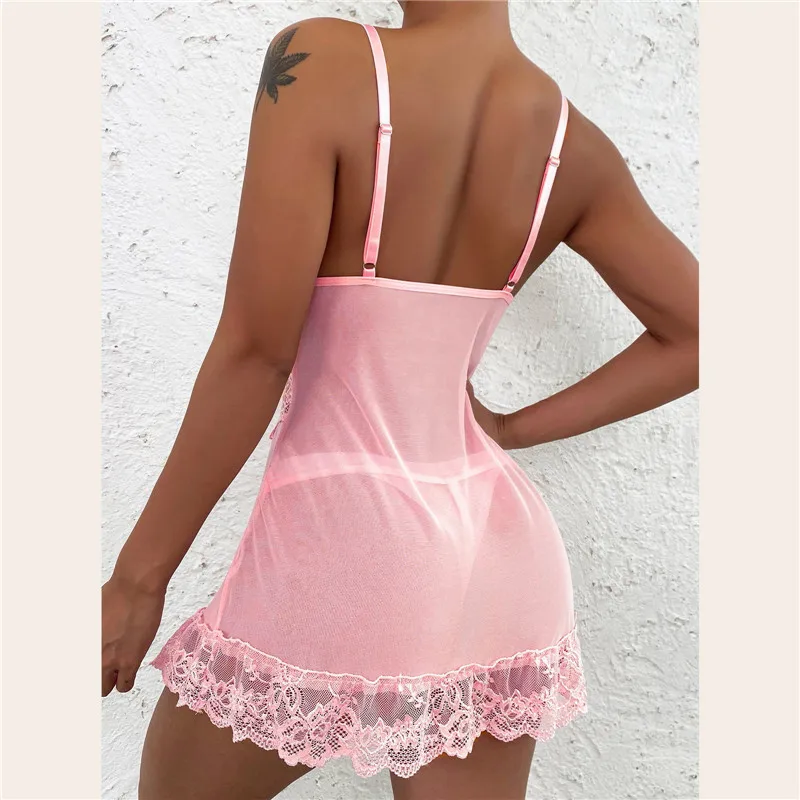 Sexy Sleepwear Deep-V Night Dr - Tassel Fringe Trim avis et prix