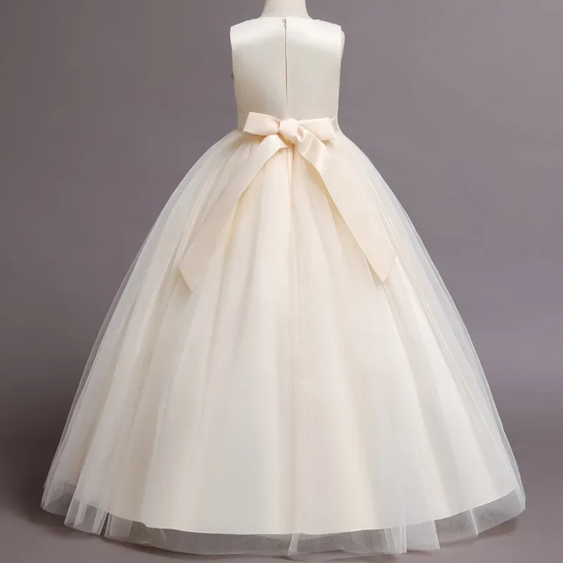 Fashion Bow Flower Girl Dresse - Lace Ribbon Trim avis et prix