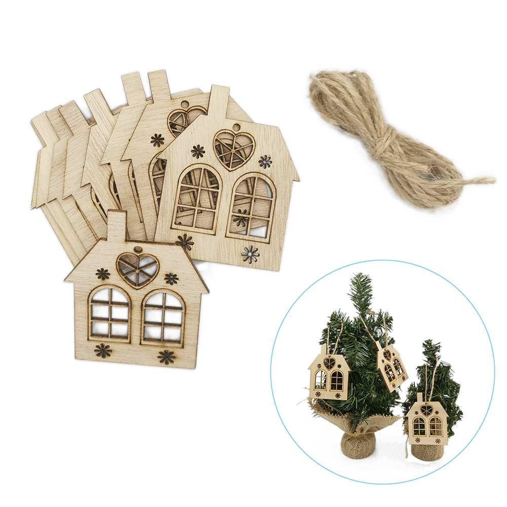 10pcs Wooden Hollow House Cuto - Christmas Craft Embellishment avis et prix