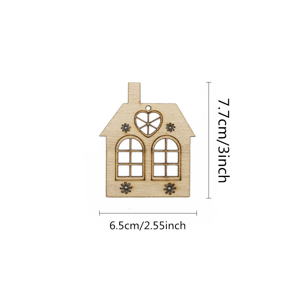 10pcs Wooden Hollow House Cuto - Christmas Craft Embellishment avis et prix