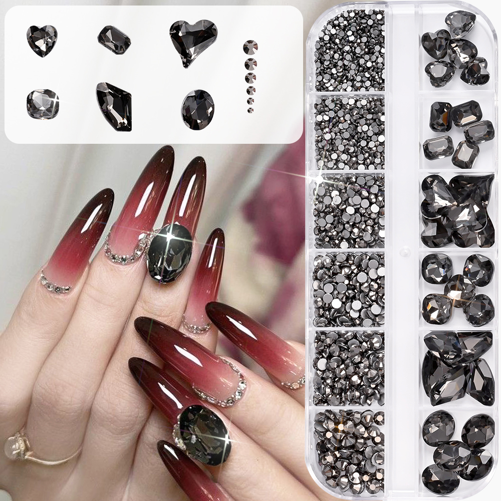 12Grids 3D Black Heart/Square/ - Hotfix Rhinestone Sheet avis et prix