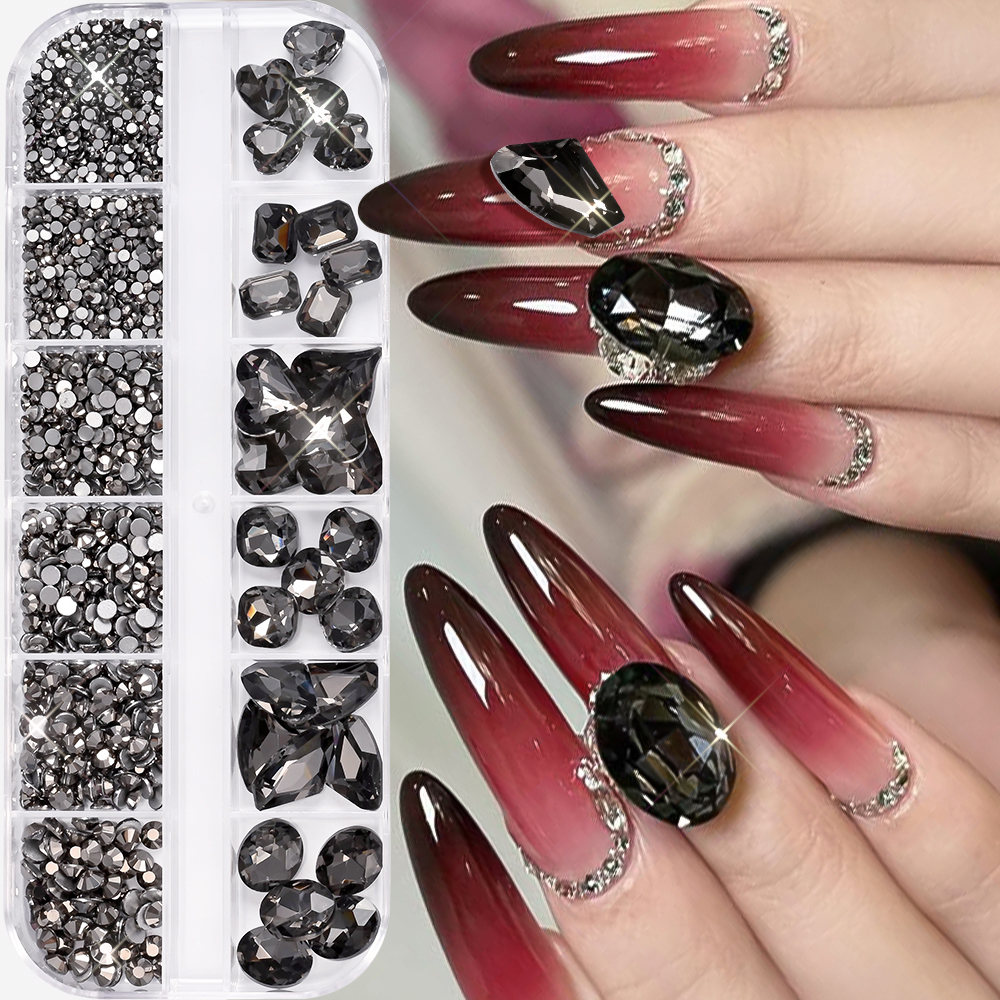 12Grids 3D Black Heart/Square/ - Hotfix Rhinestone Sheet avis et prix