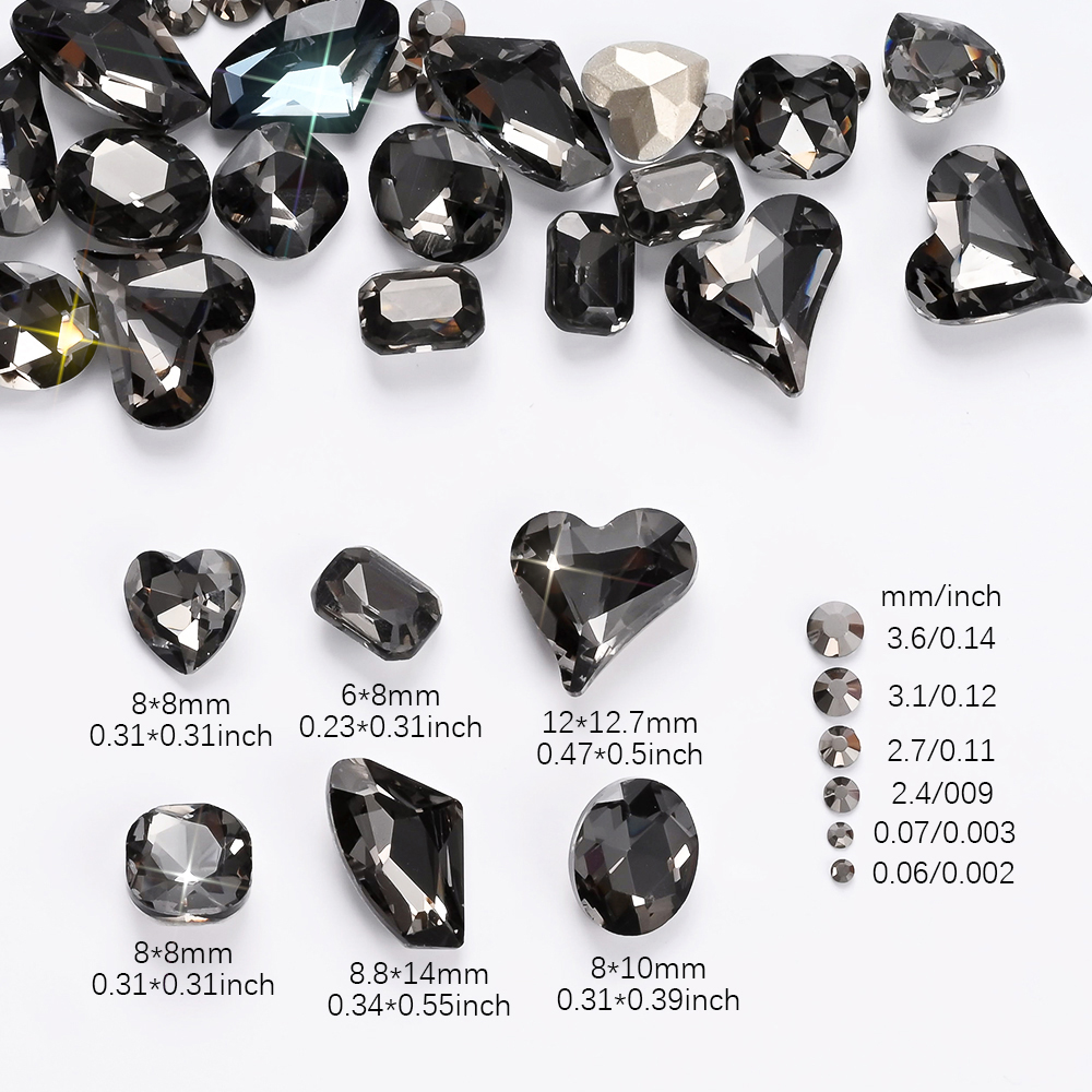 12Grids 3D Black Heart/Square/ - Hotfix Rhinestone Sheet avis et prix