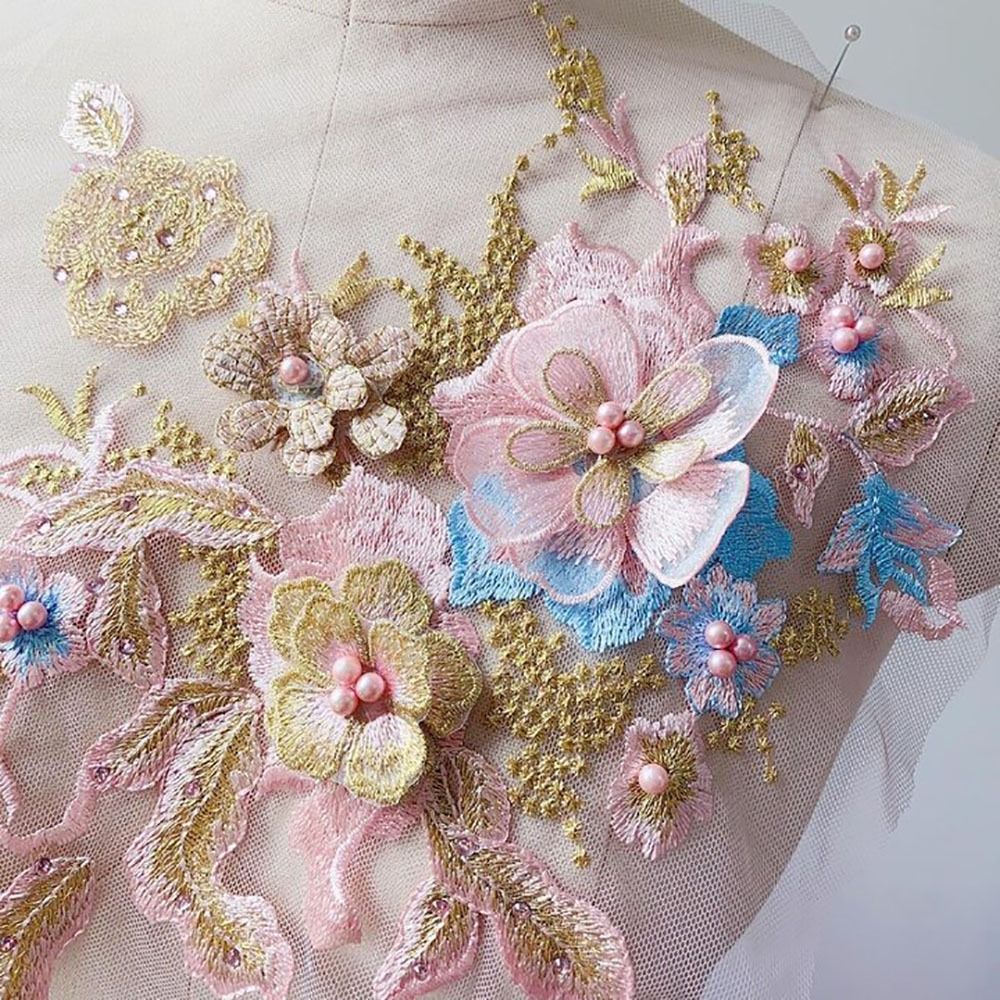 3D Flowers Beaded Lace Fabrics - Embellishments For Scrapbooking avis et prix