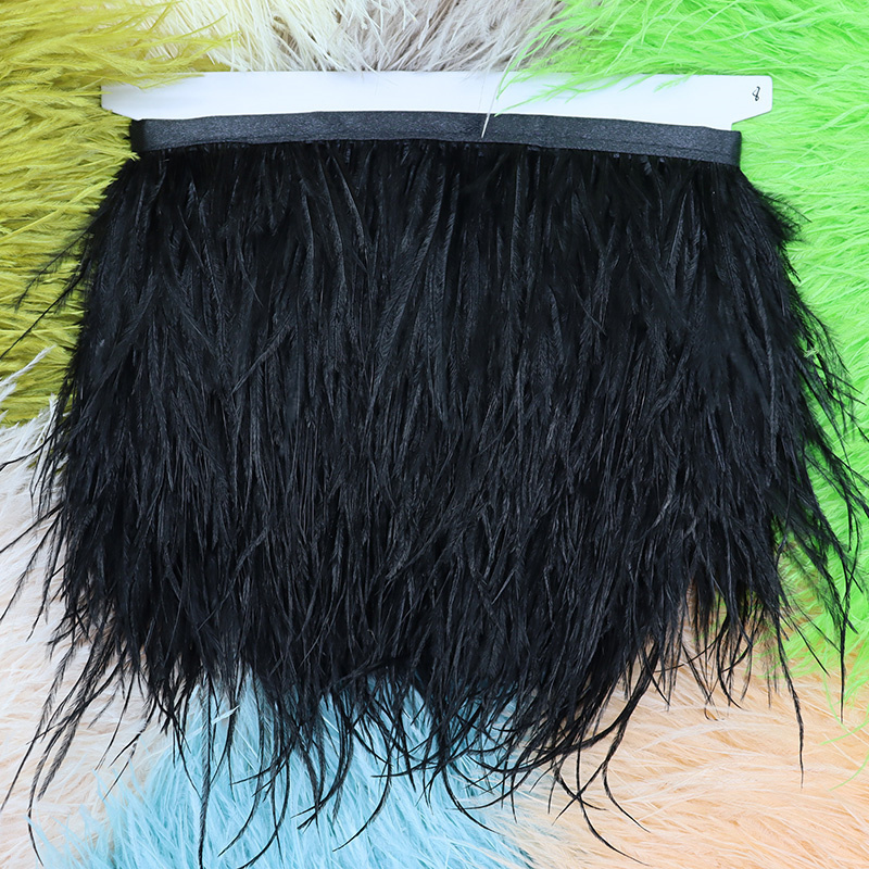 1M 8-10cm Black Ostrich Feathe - Feather Trim Marabou avis et prix