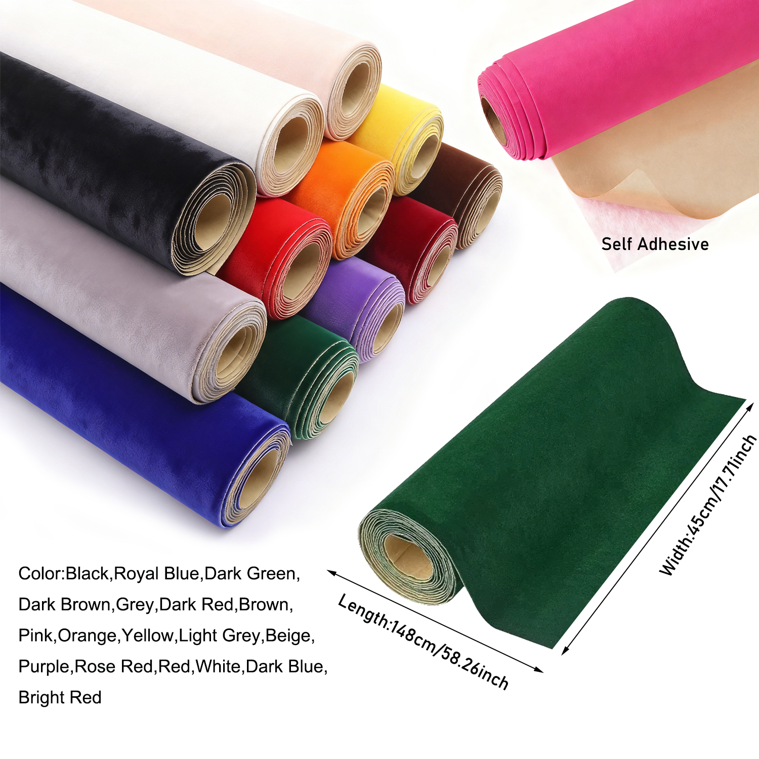 1 roll 45 x 148cm Self-adhesiv - Velvet Ribbon Roll avis et prix