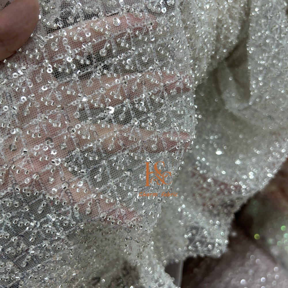 High-end lace embroidery beadi - Crystal Mesh Fabric avis et prix