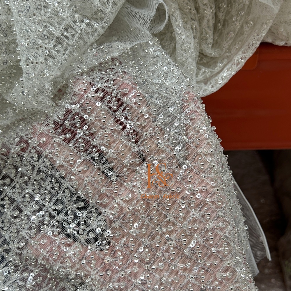 High-end lace embroidery beadi - Crystal Mesh Fabric avis et prix