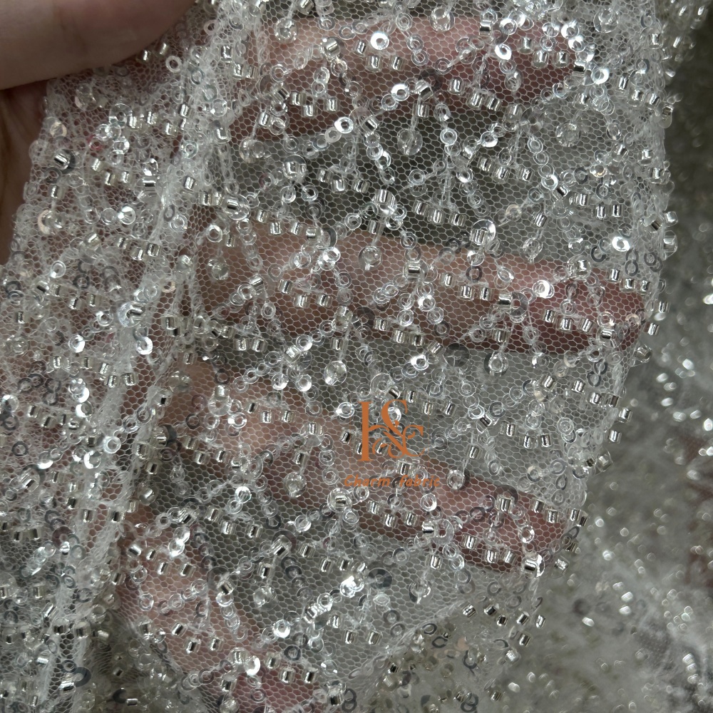 High-end lace embroidery beadi - Crystal Mesh Fabric avis et prix