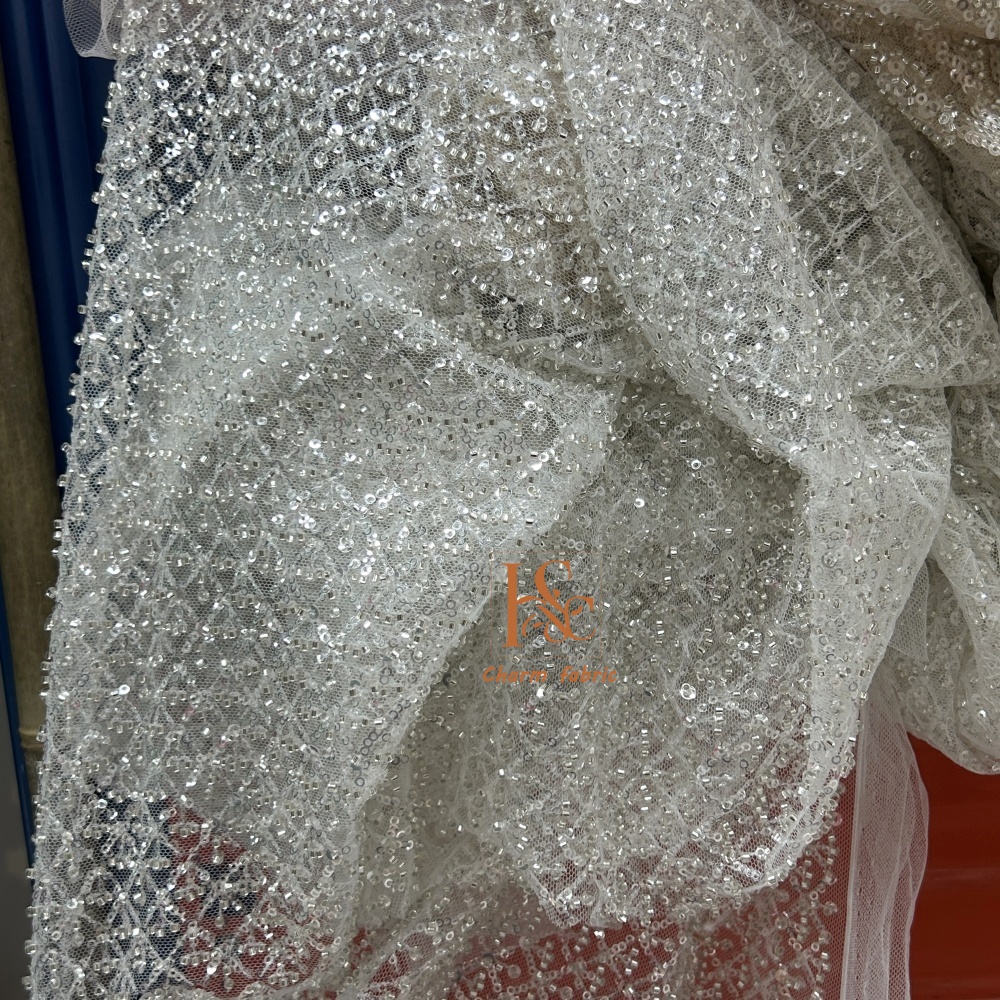 High-end lace embroidery beadi - Crystal Mesh Fabric avis et prix