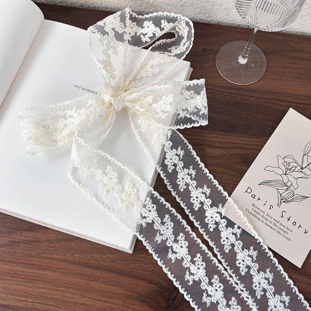 Elegant Lace Scarf Bow Necklac - Lace Ribbon Trim avis et prix