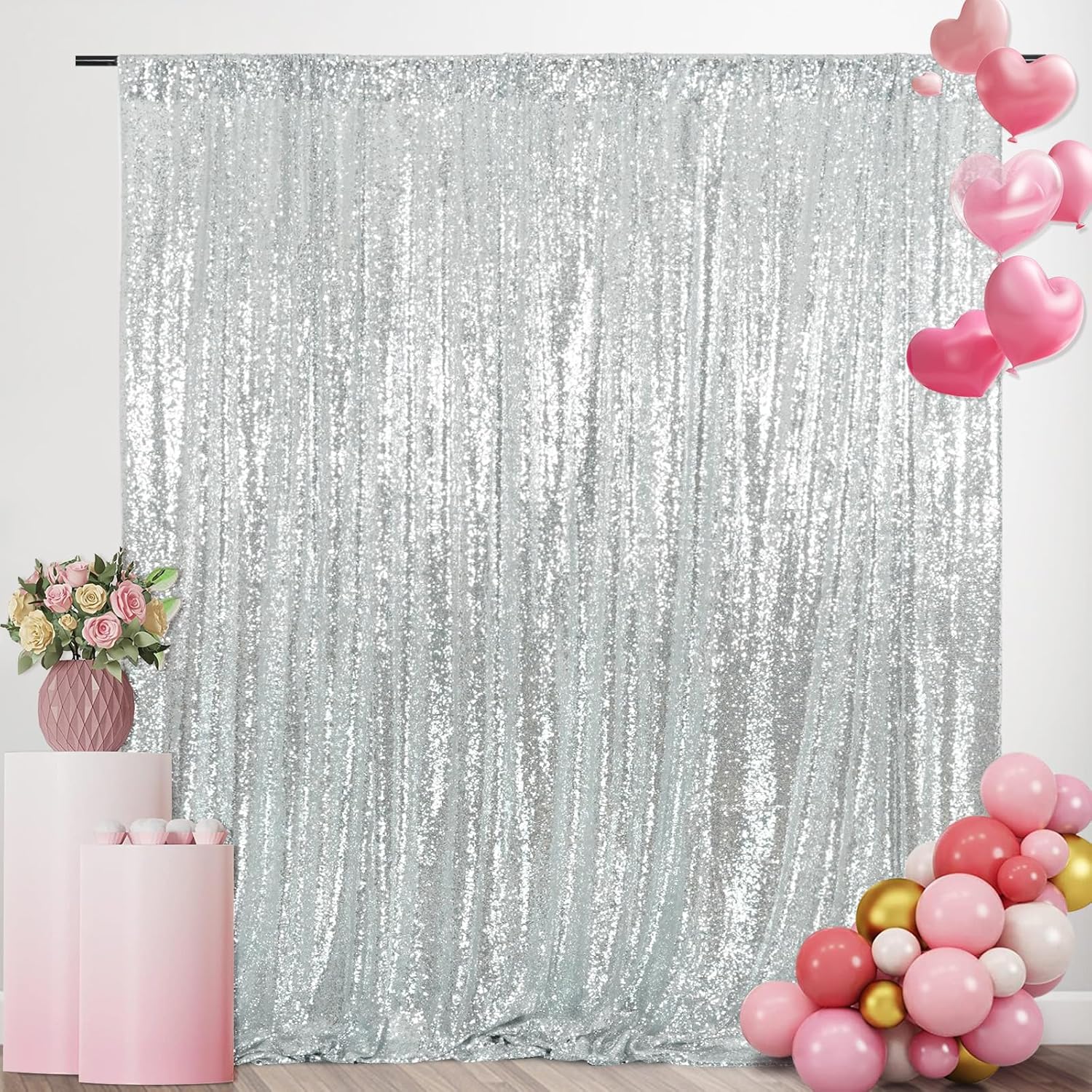 Silver Sequin Backdrop Curtain - Sequin Fabric Panel avis et prix