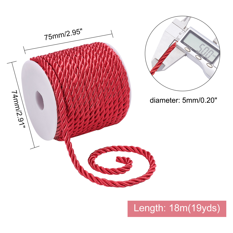 19.6 Yard Red Silk Rope 3-Ply  - Cord Trim Twisted avis et prix