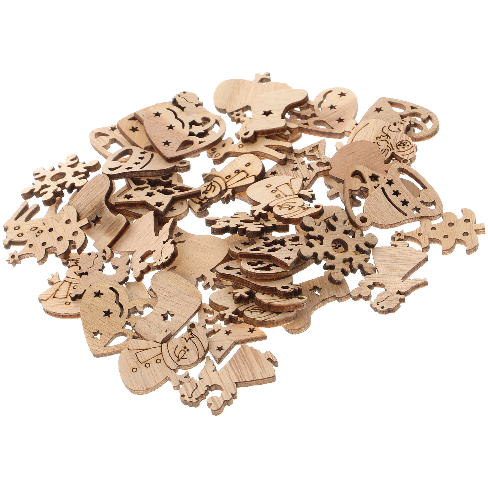 50Pcs Premium Wooden Shapes Cu - Christmas Craft Embellishment avis et prix
