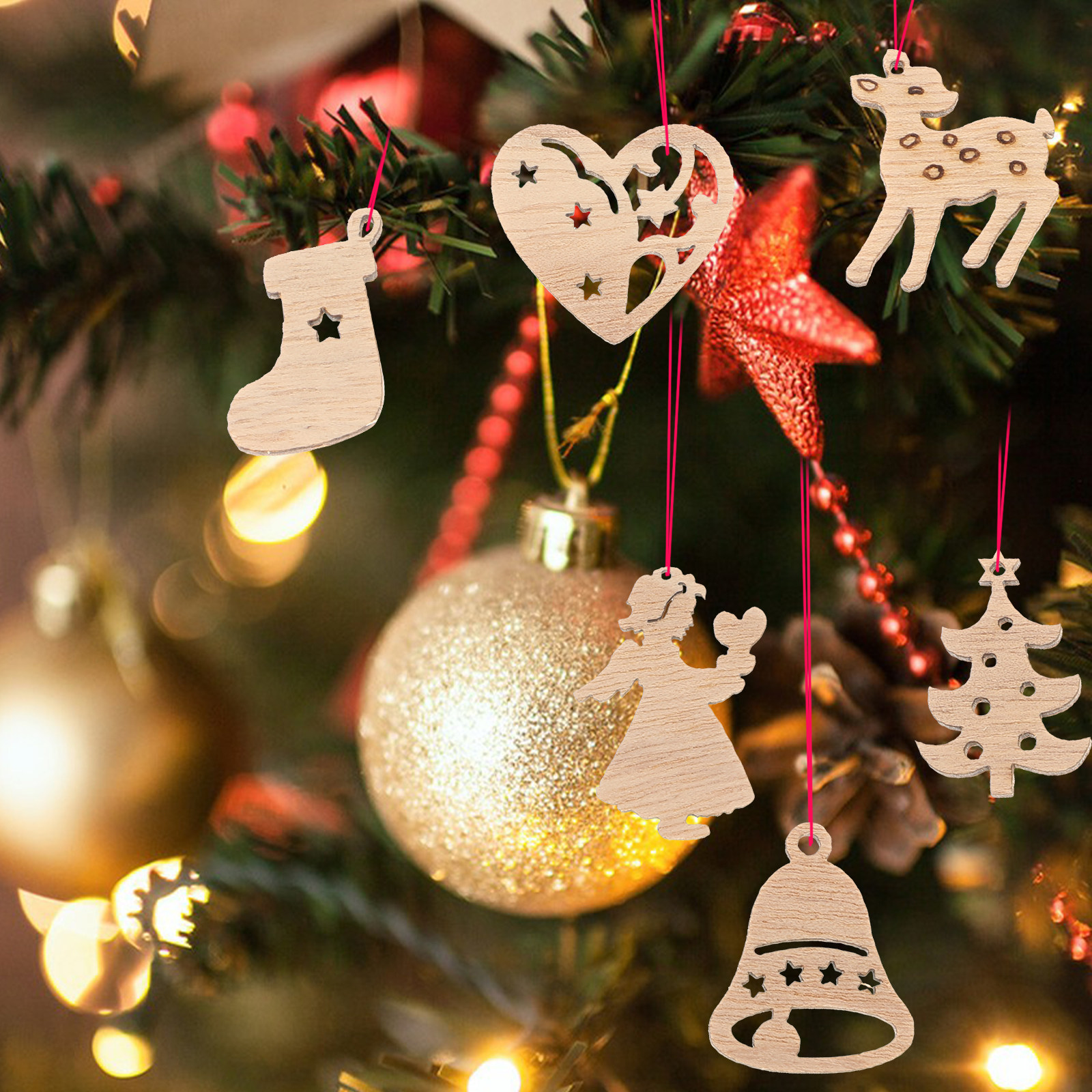 50Pcs Premium Wooden Shapes Cu - Christmas Craft Embellishment avis et prix