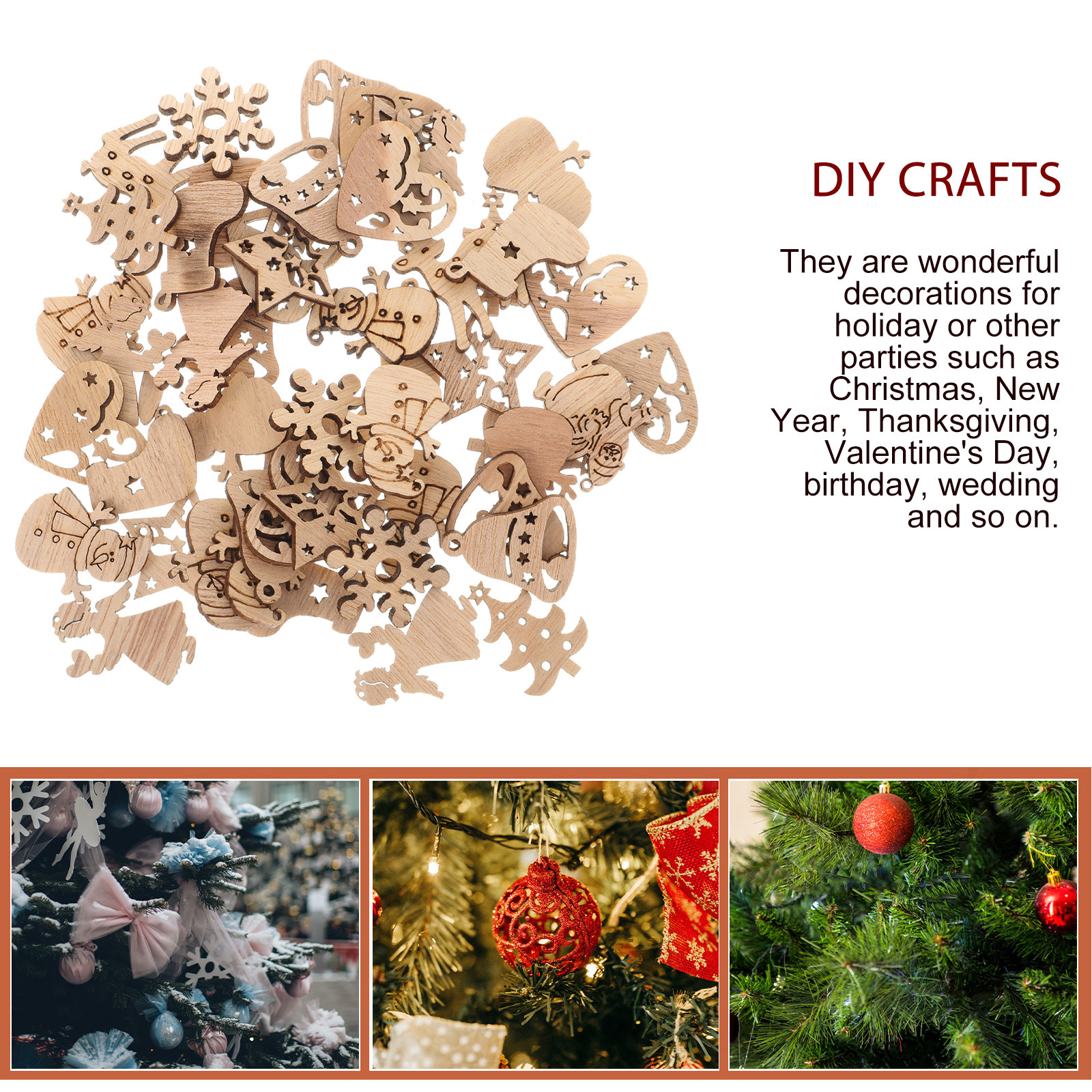 50Pcs Premium Wooden Shapes Cu - Christmas Craft Embellishment avis et prix