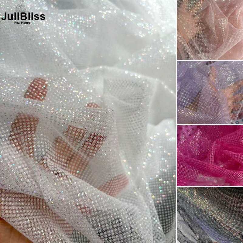 Shimmering White Glitter Tulle - Sequin Fabric Panel avis et prix