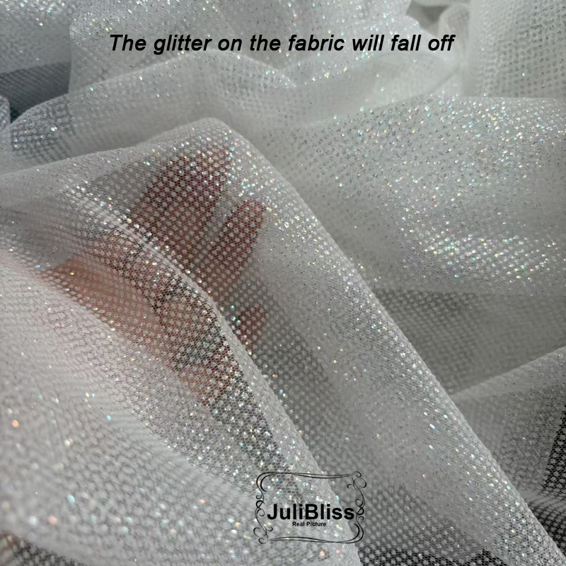 Shimmering White Glitter Tulle - Sequin Fabric Panel avis et prix