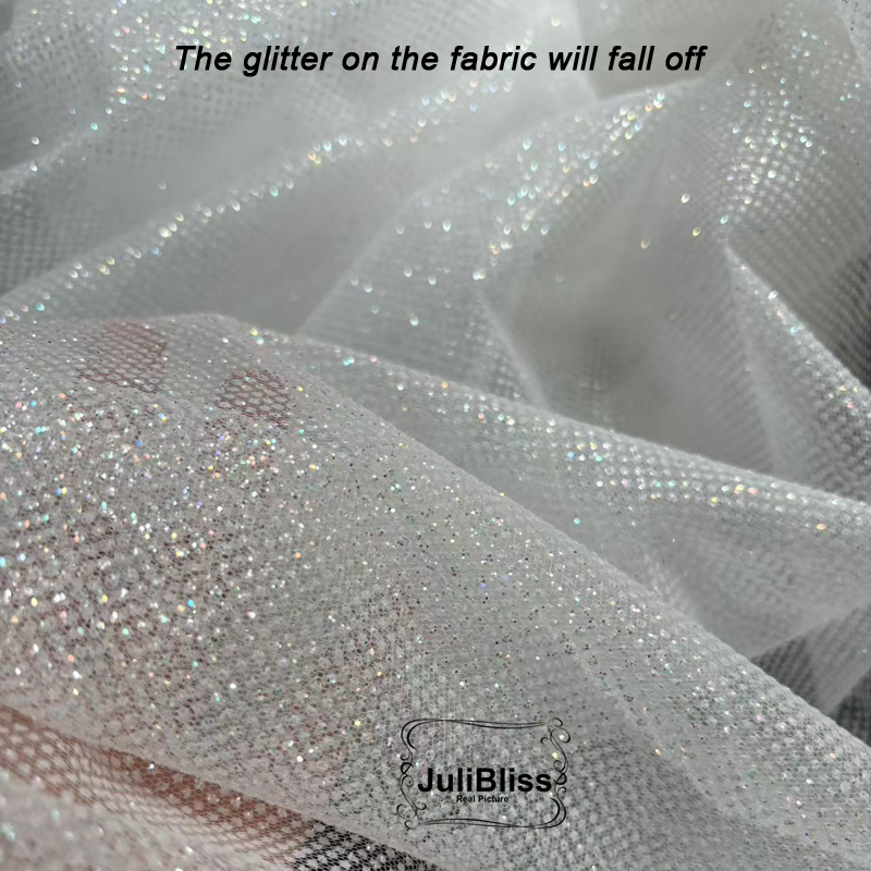 Shimmering White Glitter Tulle - Sequin Fabric Panel avis et prix