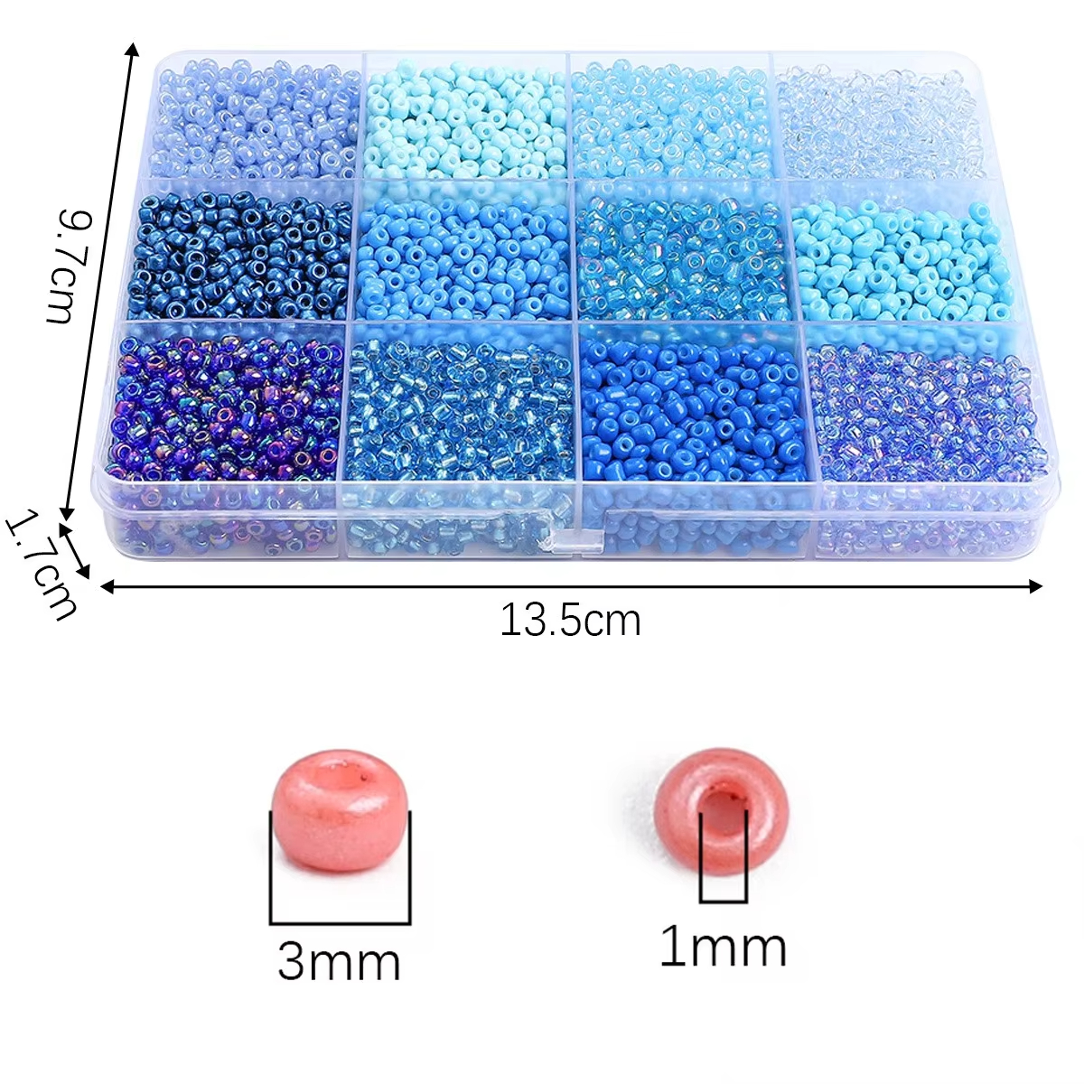 3600pcs 3mm Glass Seed Beads,  - Craft Embellishment Storage avis et prix